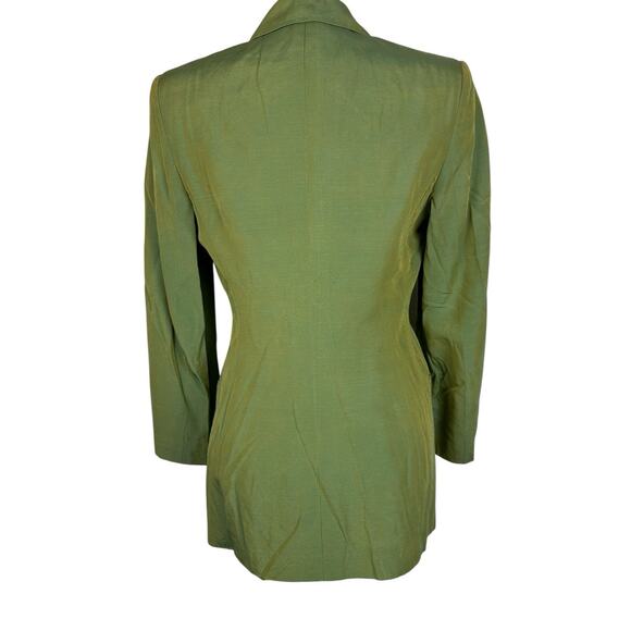 Vintage Diane Von Furstenberg Blazer Women Size 8 Iridescent Green Party 90s - Picture 3 of 12